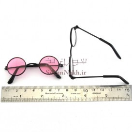 عینک عروسک کوچک فریم فلزی مشکی شیشه رنگی _ کد 15