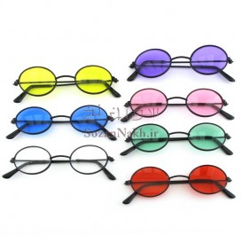 عینک عروسک بزرگ فریم فلزی مشکی شیشه رنگی  عینک سگ