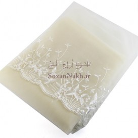 حاشیه دانتل پهن سفید طرح شاخه برگ _ کد 65