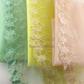 حاشیه دانتل پهن آهاردار طرح گل _ کد 72