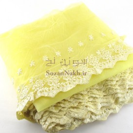 حاشیه دانتل پهن آهاردار طرح گل رز _ کد 74