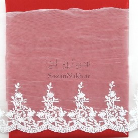 نوار تور شیفون پهن گل مروارید _ کد 67