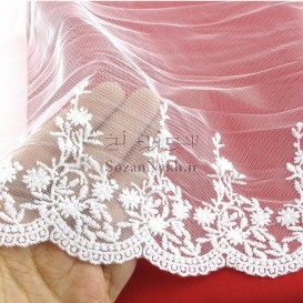 نوار تور شیفون پهن گل مروارید _ کد 67